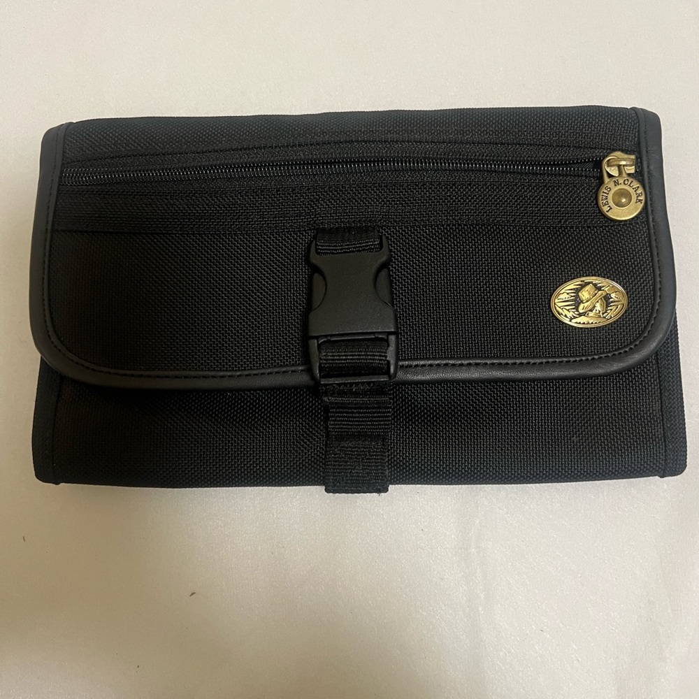 Elegant Black Toiletry Bag with Secure Closure